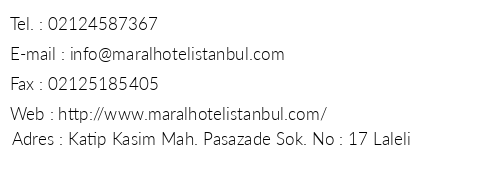 Maral Hotel telefon numaralar, faks, e-mail, posta adresi ve iletiim bilgileri